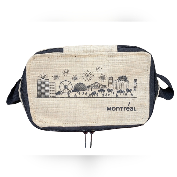 Foldable Jute Zip Travel Cooler with Shoulder Strap Montreal Canada Packable - Picture 1 of 15